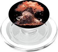 Chibi Girls Autumn Leaves Anime Kawaii Acción de Gracias PopSockets PopGrip para MagSafe