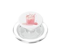 Chibi Kitty flotando en Leche de Fresa Kawaii Lindo Arte PopSockets PopGrip para MagSafe