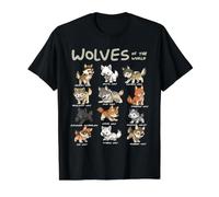 Chibi Lobo Lobos Animales del Mundo Amante Lobo Camiseta gráfica económica, Hombre, Negro, L