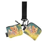 Chibi - Monederos para mujer, con diseño de caricatura, con llavero para el trabajo, viajes, 2 unidades, Lindo perro de dibujos animados estilo Chibi, 1 size, Art Deco