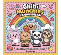 Chibi Munchies & Animal Friends Bold & Easy Food Animal Hybrids Coloring Book for All Ages: 50 Cute Kawaii-Style Characters with Simple Line Art for Relaxation & Creativity | Kids, Teens, Adults