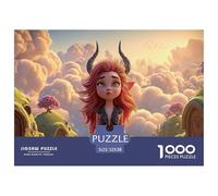 Chibi-Style Cute Little Demon Girl 1000 Piezas Papel Ecológico Rompecabezas Rainbow Landscape Imágenes Vibrantes Juego Familiar Puzzle para Niños Pequeños 52x38cm/1000pcs