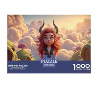 Chibi-Style Cute Little Demon Girl 1000 Piezas Papel Ecológico Rompecabezas Rainbow Landscape Liberador De Estrés Juego Familiar Puzzle para Adultos Y Niños 38x26cm/1000pcs