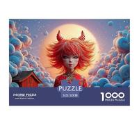 Chibi-style with Red Hair Horns 1000 Piezas Cartulina Extra Gruesa Set De Rompecabezas Fantasy Horned Creature Antiestrés Juguete De Cumpleaños Rompecabezas Regalos Para Familia Y Amigos 52x38cm/1000p
