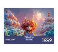 Chibi-Style with Red Hair Horns 1000 Piezas Cartulina Premium Rompecabezas Premium Fantasy Horned Creature Antiestrés Juguete De Cumpleaños Rompecabezas para Decoración del Hogar 52x38cm/1000pcs
