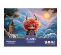 Chibi-Style with Red Hair Horns 1000 Piezas Cartulina Premium Rompecabezas Premium Fantasy Horned Creature Antiestrés Juguete De Cumpleaños Rompecabezas para Decoración del Hogar 70x50cm/1000pcs
