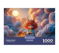 Chibi-Style with Red Hair Horns 1000 Piezas Cartulina Premium Set De Rompecabezas Fantasy Horned Creature Extremadamente Difícil Desafío Único Rompecabezas para Decoración del Hogar 70x50cm/1000pcs