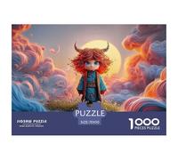 Chibi-style with Red Hair Horns 1000 Piezas Papel Ecológico Resistente Rompecabezas DIY Fantasy Horned Creature Extremadamente Difícil Juguete De Cumpleaños Rompecabezas Para Decoración Del Hogar 70x5