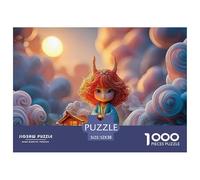 Chibi-style with Red Hair Horns 1000 Piezas Papel Ecológico Resistente Rompecabezas Premium Fantasy Horned Creature Extremadamente Difícil Juego Creativo Rompecabezas Para Decoración Del Hogar 52x38cm