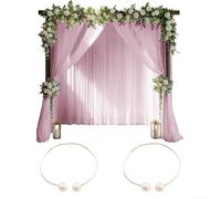 Chic 2 cortinas tipo telón de tul con hebillas de cortina ajustables para bodas y ocasiones especiales (rosa)