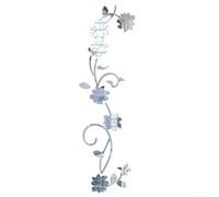 Chic 3D Ratán Flor Para Pared Art Pegatinas, Decoración para Salón y Dormitorio Espacios (Plata)
