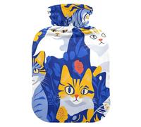 Chic American Shorthaircats - Botella de agua azul real para agua caliente con cubierta suave, bolsa de agua caliente de 2 litros para artritis, artritis