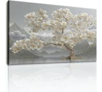 Chic Art - Lienzo decorativo para pared, diseño de plantas y flores, moderno paisaje, para sala de estar, dormitorio, oficina, color gris y blanco, impermeable, para baño, 88,9 x 61 cm, sin marco