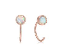 CHIC & ARTSY Dainty Hug Hoop Earrings 925 Sterling Silver Created Gemstone Huggie Hoops Earrings Synthetic Fire Opal/Turquoise/Moonstone/CZ Tiny Hoop Earrings for Women