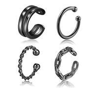 CHIC & ARTSY Pendientes de plata de ley 925 sin perforación, aretes falsos para cartílago de hélice, varios estilos, aretes de oreja de caracola, joyería fina para mujeres y hombres, Plata de ley, Sin