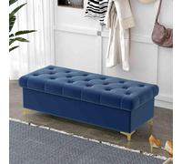 Chic Banco de almacenamiento acanalado de terciopelo moderno, elegante asiento tapizado para entrada y dormitorio, contenedor multifuncional acolchado para final de cama, solución de decoración del