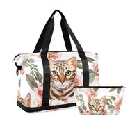 Chic Bengal Cats - Bolsa de lona para gimnasio, deportes, fin de semana, viajes, viajes, viajes, viajes, viajes, viajes, multifuncional, color blanco, Gatos de Bengala chic blanco, 1 size