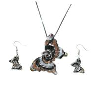 Chic Black Necklace Earring Vintage Glass Kit Women's Fashion Jewelry Set
