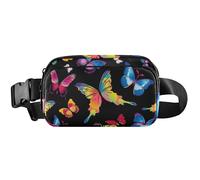 Chic Butterfly - Cangurera impermeable para mujer, riñonera, riñonera personal para mujer, color negro mariposa chic 1, 8 x 5.3 x 2.3 pulgadas, divertido y lindo, elegante mariposa negra 1, 8 x 5.3 x