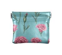 Chic Carnations - Monedero pequeño de cuero turquesa para mujer, joyería elegante para niñas y mujeres, Chic Claveles Turquesa, 4.33"(L) x 3.74"(W) x 0.39"(H), Classic