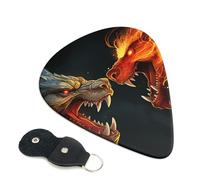 Chic Cool Two Fighting Roaring Dragon - Púas de guitarra, 6 unidades, 0.46 mm de grosor, púa de celuloide con soporte de cuero para púas, púa de guitarra personalizada para bajo, guitarras eléctricas