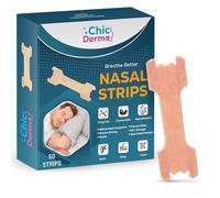 Chic Derma Tiras nasales para ronquidos, 50 unidades, tiras nasales para detener los ronquidos y soporte del flujo de aire, tiras anticongestión nasal para hombres y mujeres, cinta nasal para deportes