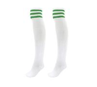 CHIC DIARY Medias para mujer y niña, medias por encima de la rodilla, calcetines deportivos a rayas, disfraz de animadora universitaria, Rayas verdes sobre blanco, talla única grande
