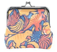Chic Dinosaurs - Monedero de cuero personalizado naranja para mujeres y niñas, con hebilla, cierre de beso, monedero, monedero, monedero, Dinosaurios elegantes naranja, Classic