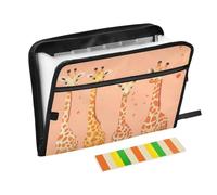 Chic Giraffe Peach - Carpetas de acordeón con 13 bolsillos, tamaño carta A4 con cierre de cremallera para papeleo, carpeta expandible con divisores