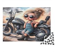 Chic Girl Motorcycle Puzzle Mil Piezas para Toda La Familia Reto Mental Piezas Precisas Hecho En Europa Actividad Indoor Reciclable 70x50cm/1000pcs