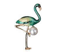 Chic Green Floral Brooch Pearl Enamel Alloy Breastpin Fashion Statement for Women