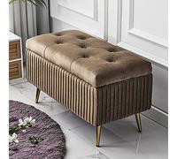 Chic Home nization - Lujoso banco de almacenamiento de terciopelo, muebles decorativos de alta gama, cómodo almacenamiento de zapatos, reposapiés de entrada, color azul, 60 x 40 cm