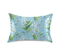 Chic Lily Of The Valley - Funda de almohada de viaje azul con cierre de sobre, fundas de almohada europeas para dormir, tamaño estándar con cierre de sobre, para sala de estar, 20 x 26 pulgadas