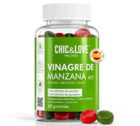 CHIC & LOVE Gominolas de Vinagre de Manzana con Jengibre | Aptas para Veganos | Sin Gluten y Sin Lactosa | 60 Gummies Sabor Manzana | 1 Mes | Complemento Elaborado en España