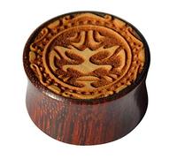 Chic-Net Enchufe de tamarindo madera yaca claroscuro máscara tribal borde grabado 12 mm