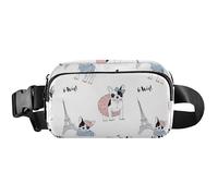 Chic Paris - Cangurera impermeable para mujer, riñonera, diseño de dibujos animados, color blanco París, 8 x 5.3 x 2.3 pulgadas, divertido y lindo color blanco París, 8 x 5.3 x 2.3 pulgadas, Chic