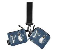 Chic Penguin Blue - Funda para tarjetas de identidad, delgada, desmontable, con bolsillo con cremallera, para el trabajo, viajes, 2 paquetes, Varios colores, 4.13"(L) x 3.5"(W), Accesorio de viaje