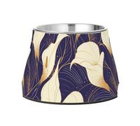Chic Purple Calla Lily - Cuenco vintage para perros, antideslizante, de acero inoxidable, para perros pequeños, alivio de bigotes