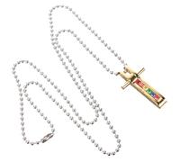 Chic Rainbow Pride Necklace for Men Metal Craft Hanging Cross Pendant Easy to Wear