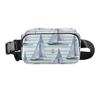 Chic Sailboat - Riñonera impermeable para mujer, diseño de velero, con cinturón, bolso de cintura para mujer, elegante velero a rayas azules, 8 x 5.3 x 2.3 pulgadas, divertido y bonito, elegante