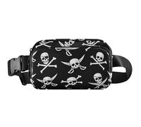 Chic Skull Black - Cangurera impermeable para mujer, grande, riñonera cruzada a la moda, diseño de calavera negra 1, 8 x 5.3 x 2.3 pulgadas, divertido y lindo diseño de calavera negra 1, 8 x 5.3 x 2.3