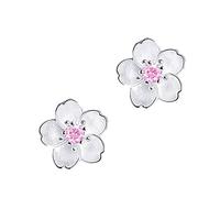 Chic Studs Women Novelty Fashion Ear Crystals Shaped Earring Cherry Blossom Stud Earrings Flower Jewelry Miss Temperament