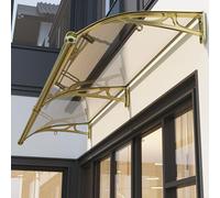 Chic - Toldo de aluminio champán para entrada con policarbonato transparente, elegante refugio al aire libre con mesa de fregadero grande, cubierta de ventana de jardín