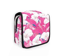 Chic Vintage Calla Lily Hot Pink and Whitravel Neceser con gancho para colgar, organizador de artículos de aseo