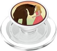 Chica Amante del Caballo Ecuestre Retro Equitación Vintage PopSockets PopGrip para MagSafe