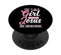 Chica Animadora animando a Esta Chica Corre sobre Jesús y porristas PopSockets PopGrip Adhesivo