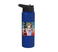 Chica anime cabello rubio chica tímida tatuajes florales Stainless Steel Insulated Water Bottle
