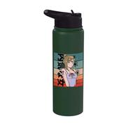 Chica anime cabello rubio chica tímida tatuajes florales Stainless Steel Insulated Water Bottle
