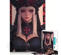Chica Anime con Armadura de fantasía Oscura,Rompecabezas para Adultos de 1000 Piezas,Juego Mental Divertido con tecnología Avanzada de Corte láser,desafío entretenido para el Tiempo de Espera