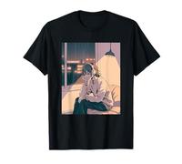 Chica Anime Lo Fi Relajación Lluvia Noche Camiseta